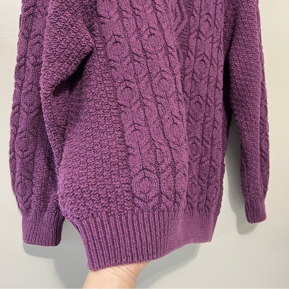 Parkhurst Rich Plum XL Chunky Cable Knit Sweater Colourful Purple Modern Chic - Picture 5 of 10